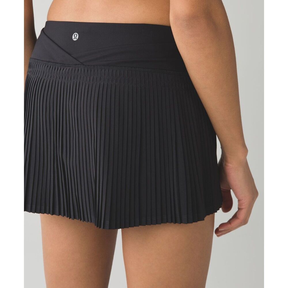 Lululemon Time To Shine Pleated Tennis Skort Black Mini Skirt Athletic Sport